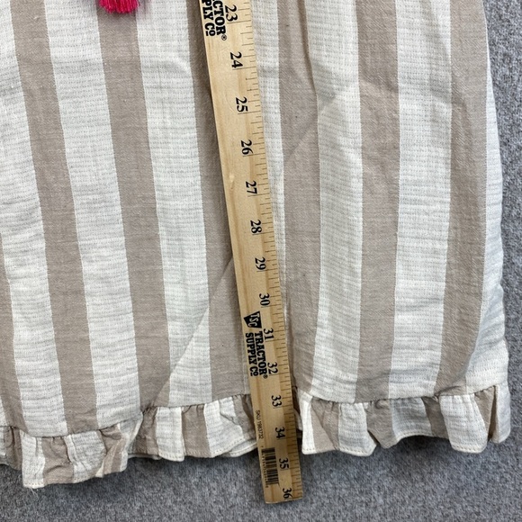 THML sleeveless tunic midi dress boho embroidered neckline tassel ties stripe M - Picture 5 of 12